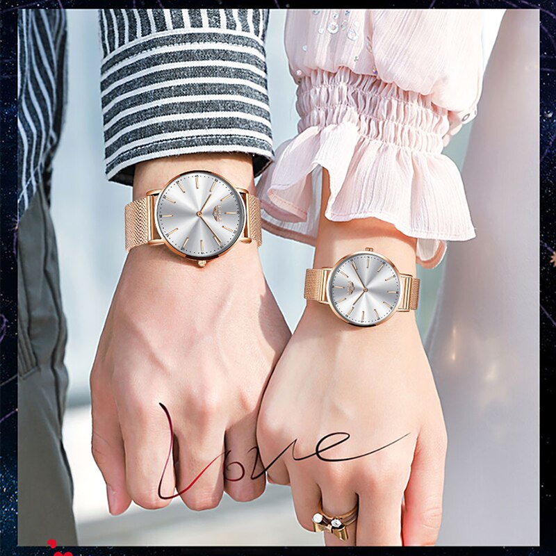 LIGE Couple montres pour amoureux haut de luxe Quartz horloge étanche montre-bracelet décontracté dames montre Couple amour
