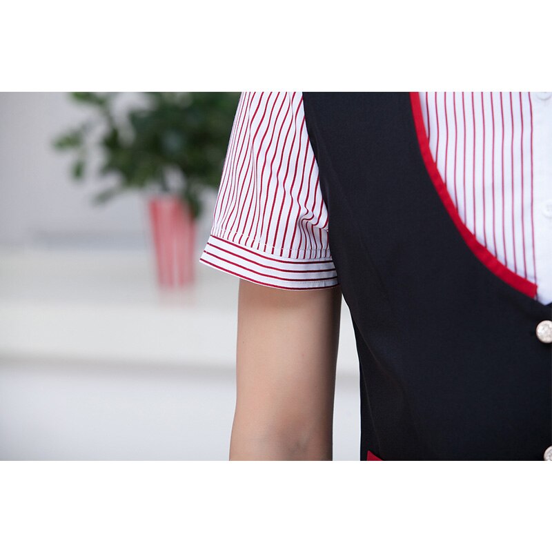 Supermarkt KTV Weste Shirt Kurzarm Hotel Kellner Arbeit Uniform schlank passen Topf Restaurant Arbeitskleidung