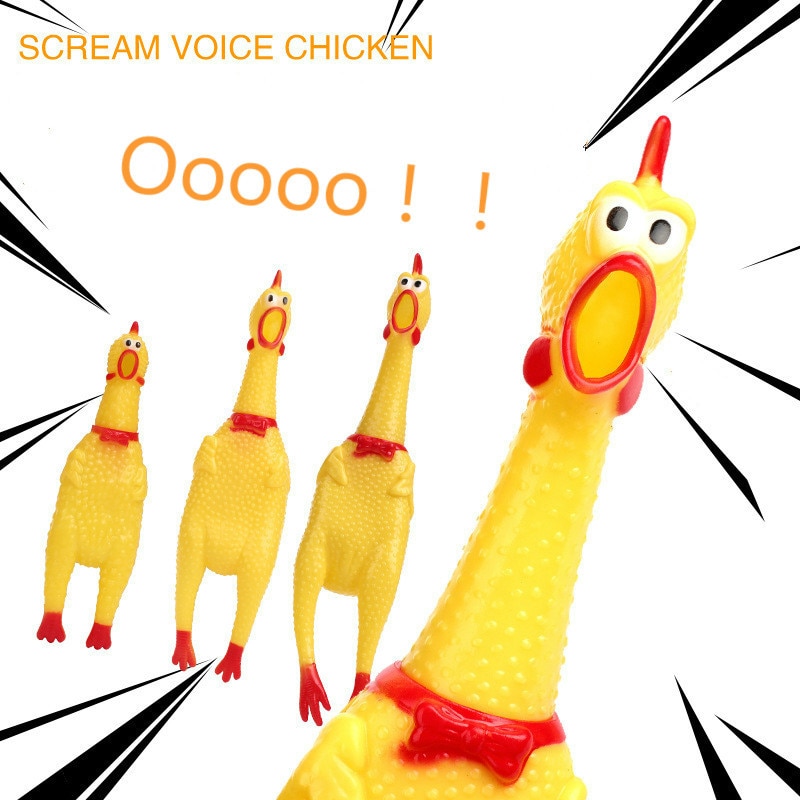 Screaming Chicken Pet Dog Toy Squeeze Squeaking Screaming Funny Toy Dog's Safe Rubber Molar Chewing Toy Vent Chicken