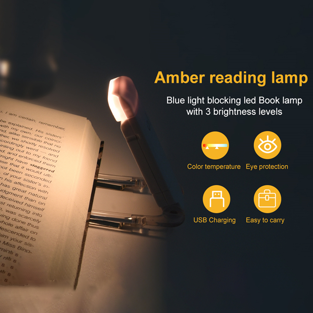 Usb Oplaadbare Boek Licht Helderheid Instelbaar Voor Oog-Bescherming Led Clip Op Draagbare Bladwijzer Licht Voor Lezen In Bed Auto