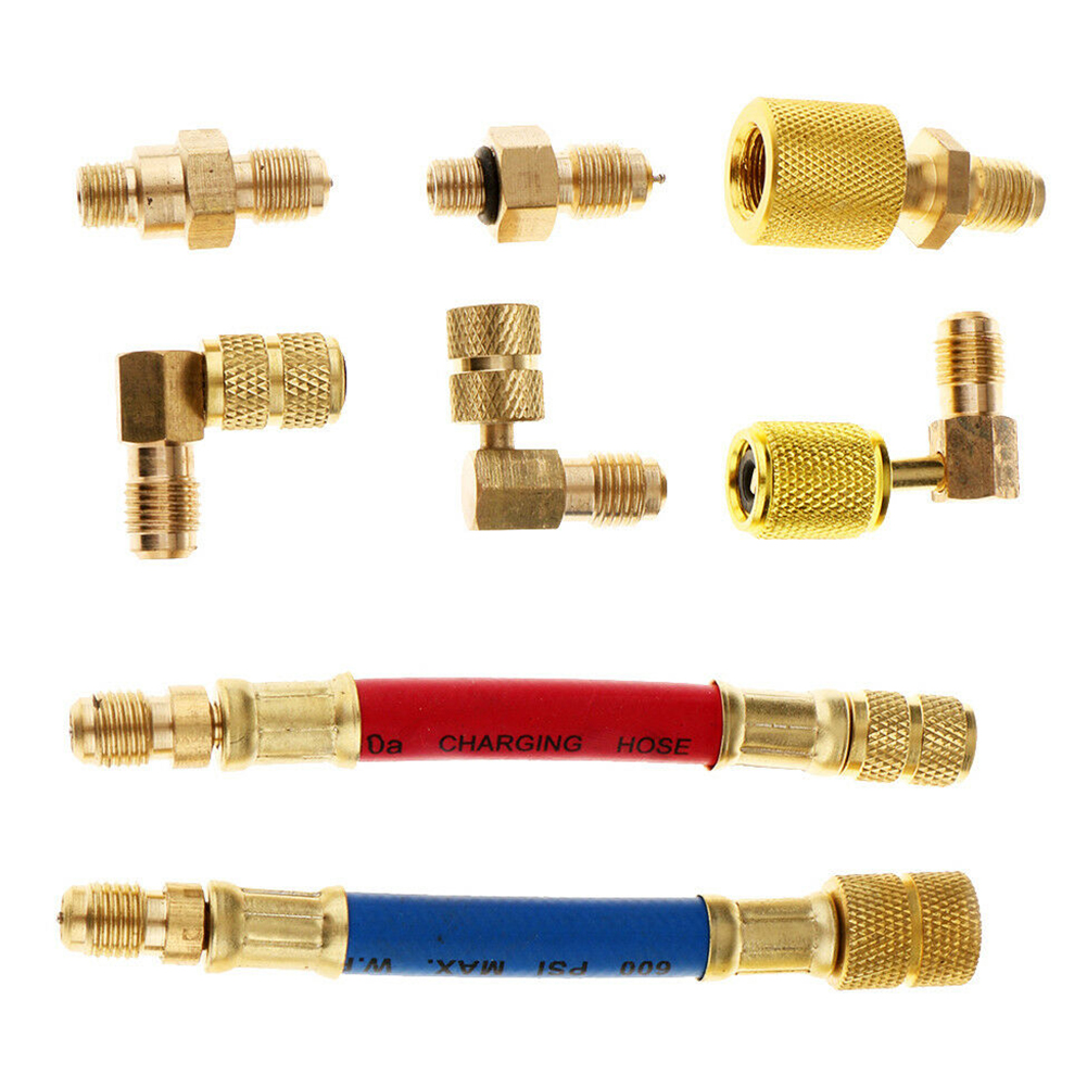 Acoplador portátil Durable para el aire acondicionado R134A uso del coche conector adaptador conjunto de herramientas ligeras de la refrigeración del automóvil