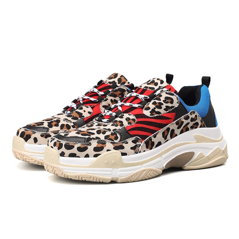 Sneakers Men Leopard Casual Shoes Men Outdoor Walking Running Shoes Low Top Soft Casual Sneakers Size 39-44: Red / 41