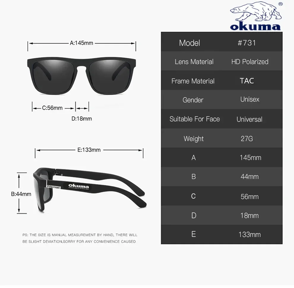 Okuma gepolariseerde zonnebril UV400 voor dames en heren, buitenjacht, vissen, fietsen, zonnebrillen optionele doos