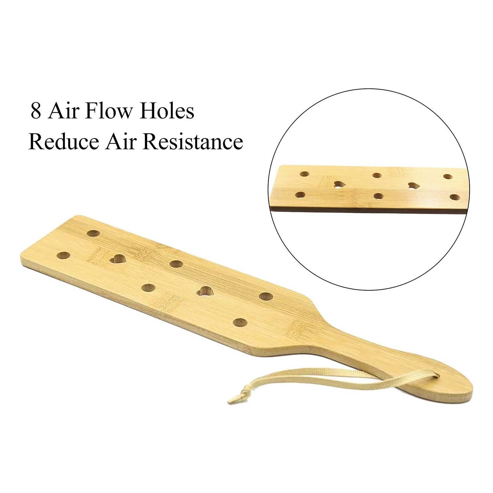 Bamboo Wood Paddle Lightweight Thin Wooden Paddles with Airflow Holes Light Play Wooden Whip Heart Cut-out