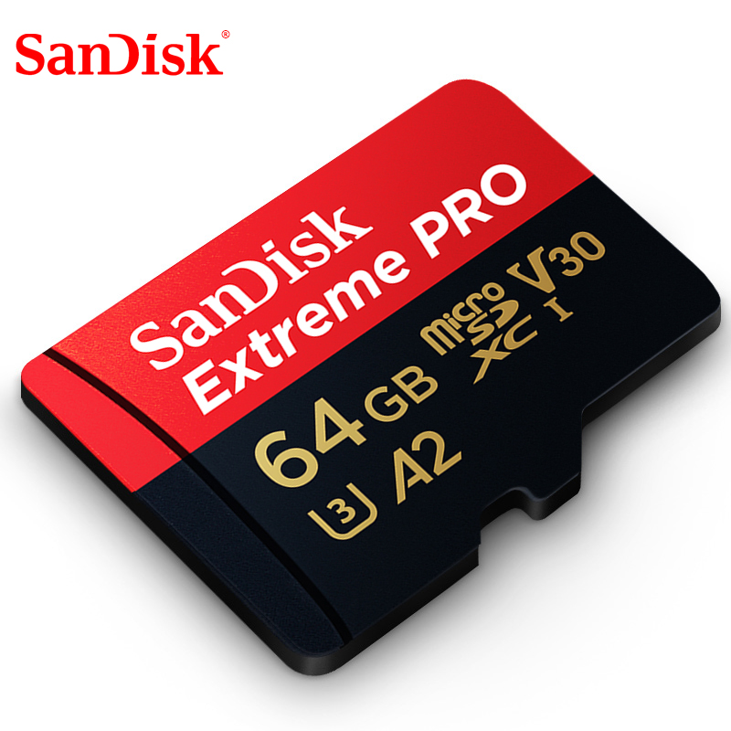 Original Extreme Pro SanDisk 256G 128G 64GB 32GBmicroSDHC SDXC UHS-I Memory micro SD TF Card 200MB/s Class10 U3 With SD Adapter: 64GB