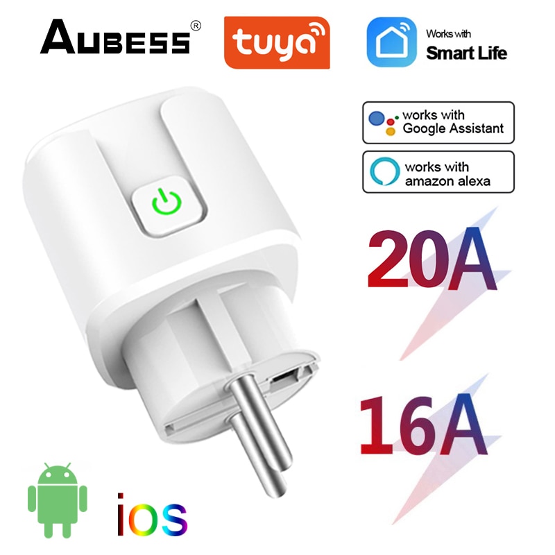 Wifi Smart Plug Eu 16A 20A Smart Socket Met Power Monitor Timing Functie Tuya Smart Leven App Controle Voor Alexa google Thuis