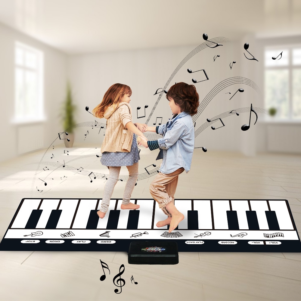 180 x 72cm multifunktionel musikmåtte med 24 taster baby spiller klaver tæppe tæppe keyboard legetøj musikinstrument til børn