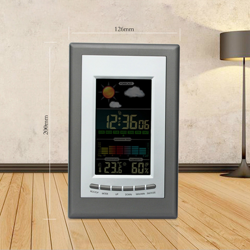 Vejr elektronisk ur, farve sn vejrur, temperatur og fugtighed vækkeur, digitalt kalenderur