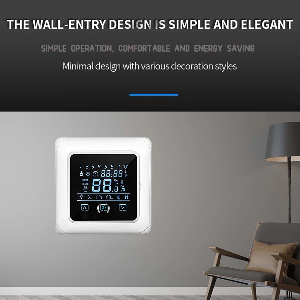 Jeffergarden Thermostat Intelligent WiFi Programmable Sans Fil Avec Récepteur RF, Format Table Commande Vocale Par Application Regulateur De Temperature Pour Chaudiere A Gaz 90932519