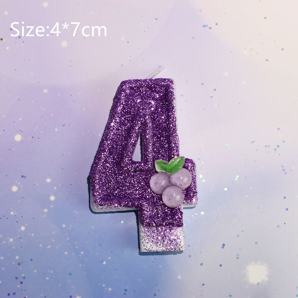 Happy Birthday Child Fruits Purple Grape Candles For Girl Number 0-9 Cake Topper Wedding Decoration Anniversary Party Supplies: 4 Pink