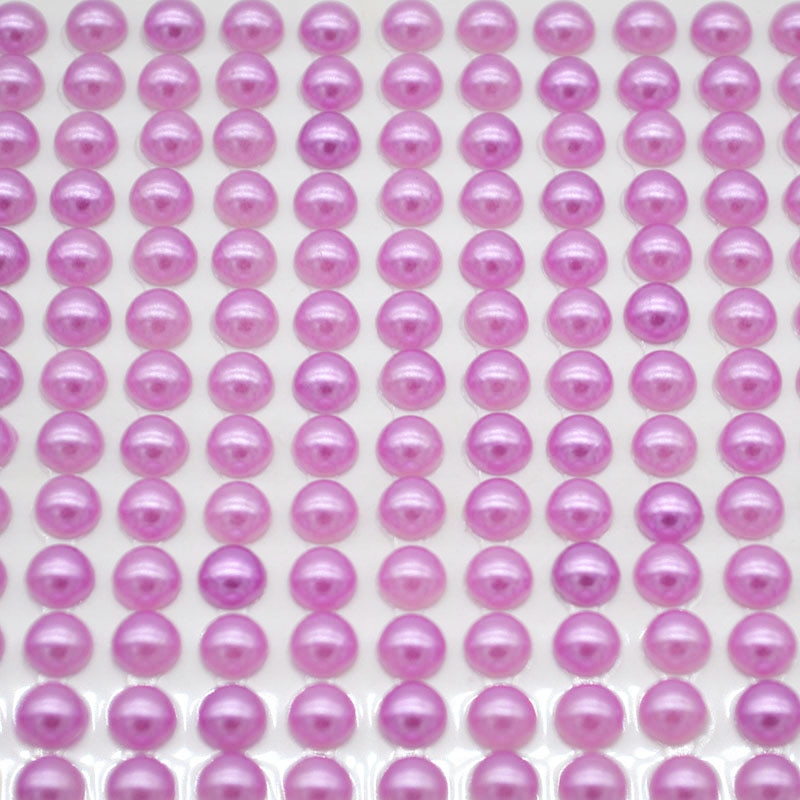 1Sheet 6mm Half-round Pearl Beads Self-Adhesive Rhinestone Crystal Acrylic Stickers DIY Multicolor Decals Scrapbook Stickers Gem