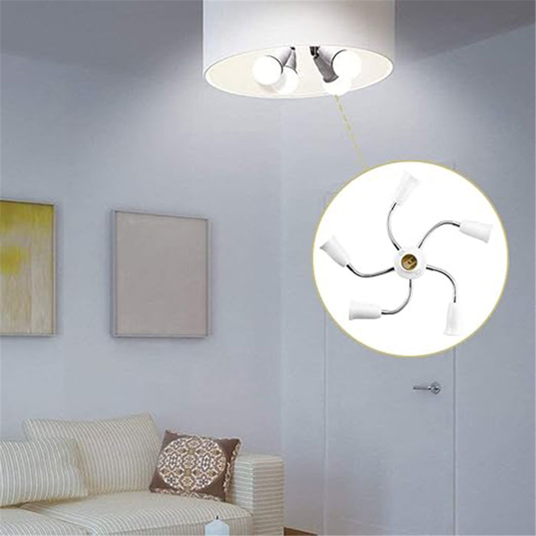 Weiß E27 Licht Sockel Splitter Haushalt LED Lampe Fotografie Sockel Adapter Konverter Einstellbar Multi E27 Glühbirne Adapter