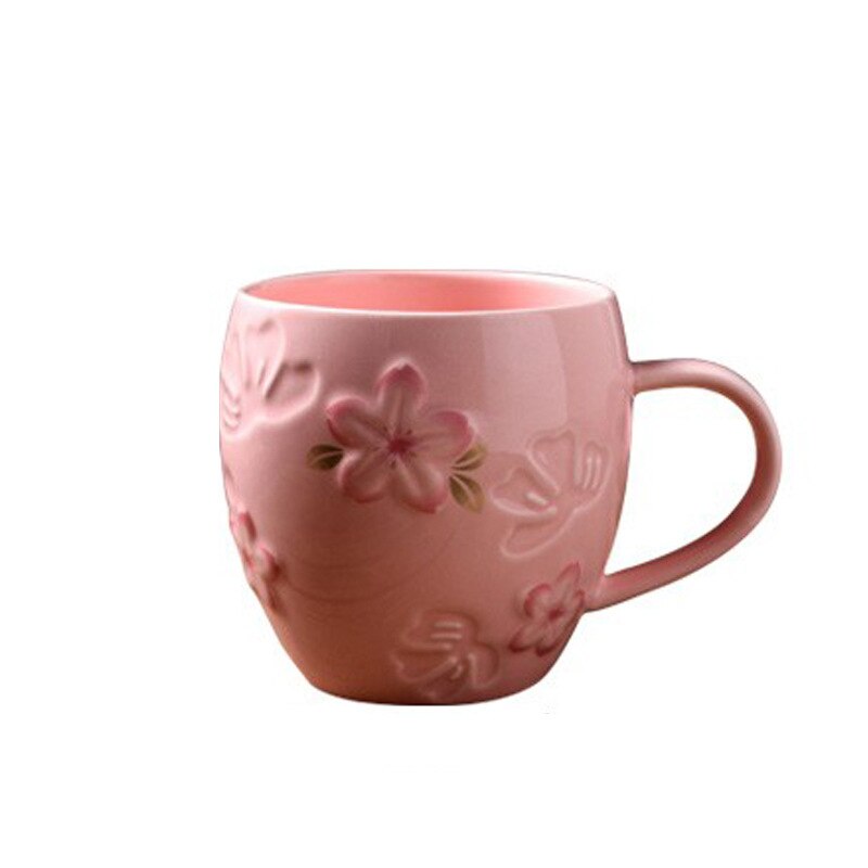 Kirsebærblomst prinsesse krus sød kop keramisk kop japansk relief kaffekop pige kontor vandkop