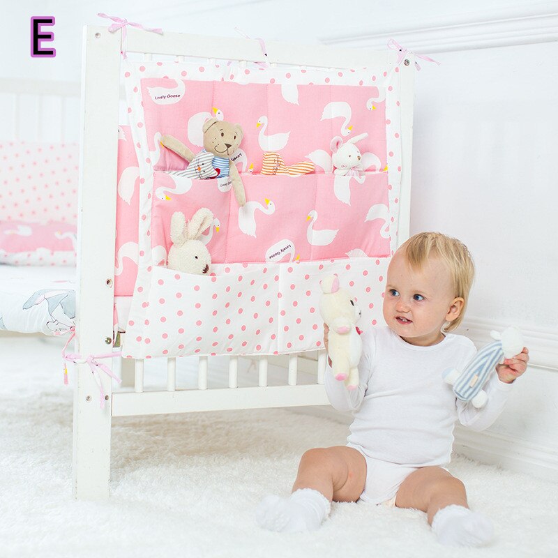 Sac de rangement de dessin animé, sac de rangement suspendu, lit bébé, marque, organisateur de berceau en coton, poche à jouets pour couches, ensemble de literie de berceau: Et