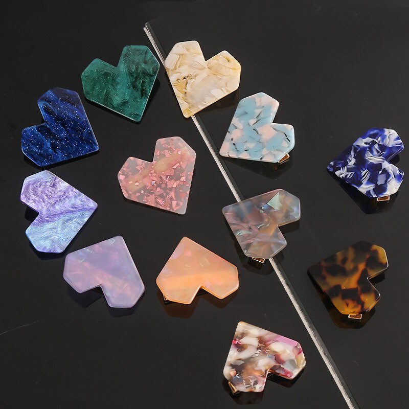 Acrylic Heart Shape Hair Clips for Women Girls Hairpins Shiny lovely Shell Hairgrip Hair Accessories
