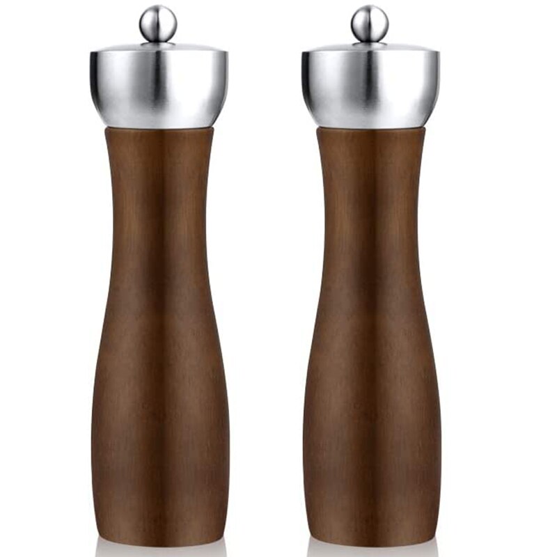 Zout En Pepermolen Set Massief Hout Spice Pepermolen Verstelbare Keramische Kern Koffiemolen Keuken Koken Tool Premium Beukenhout: 2 pcs 8 in