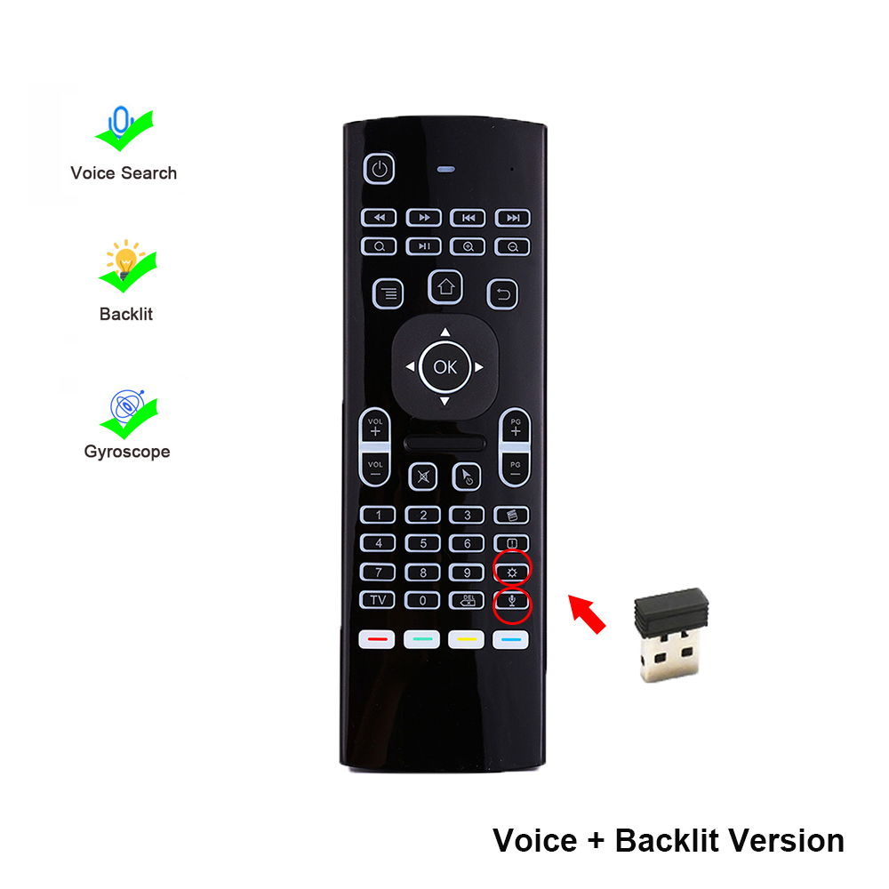 MX3 rétro-éclairé Air Mouse télécommande vocale intelligente 2.4G RF clavier sans fil pour Android TV Box X96 mini H96 MAX