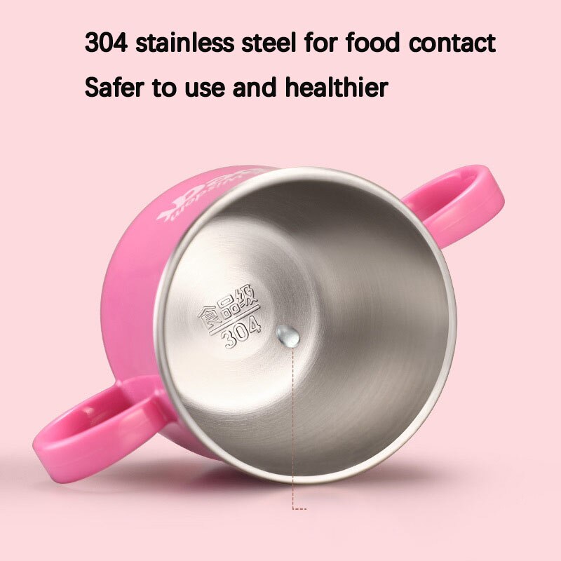 260ml 304 rostfria barnsäker muggar anti -skållning dagis baby dricka kopp barn söt tecknad kopp drikware