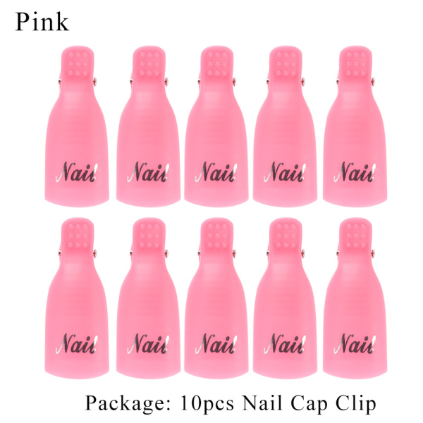 10 pc plastique Nail Art tremper Clips capuchon Gel vernis à ongles dissolvant Clips ongles dégraissant nettoyant manucure ongles outil LAND136: Pink