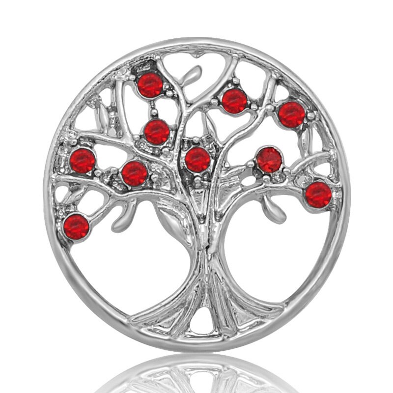 KZ1454 colorful rhinestone Hollow Life tree 20mm snap buttons for 18mm snap bracelet snap jewelry: red