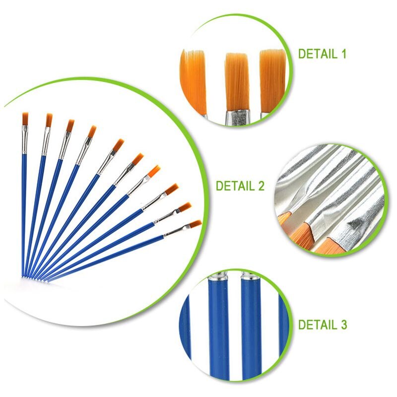 10-Piece Nylon Hair Paint Brush Set Artist Paint Brushes Art Painting Supplies for Watercolor Oil Acrylic Paintin