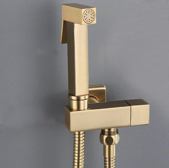 gold or black or gray Bidet Sprayer Douche Toilet Kit Shiny Gold Brass Square Shattaf Shower Head Copper Valve Set Jet GD12