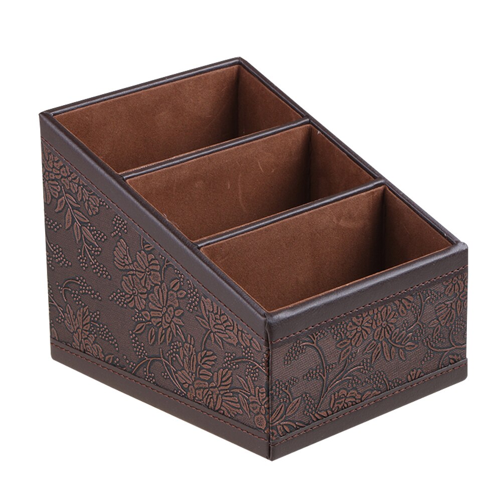 Retro Pu Opbergdoos Container Case Bloem Patroon Met 3 Compartimenten Afstandsbedieningen Make Kantoorbenodigdheden Organizer Box