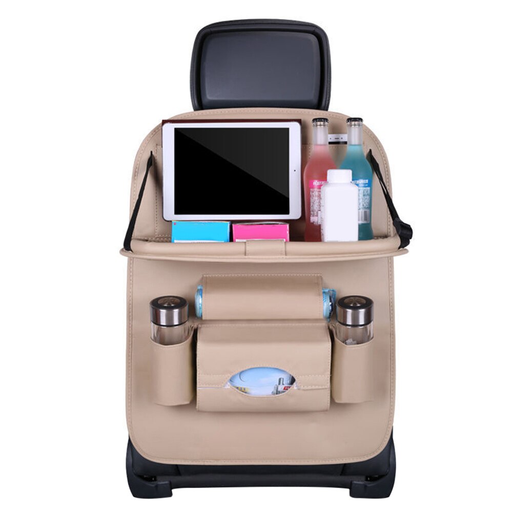 Auto Seat Cover Set Universele Multi-Pocket Seat Opknoping Opbergtas Auto Seat Cover Protector Leather Folding Houder Auto interieur: Geel