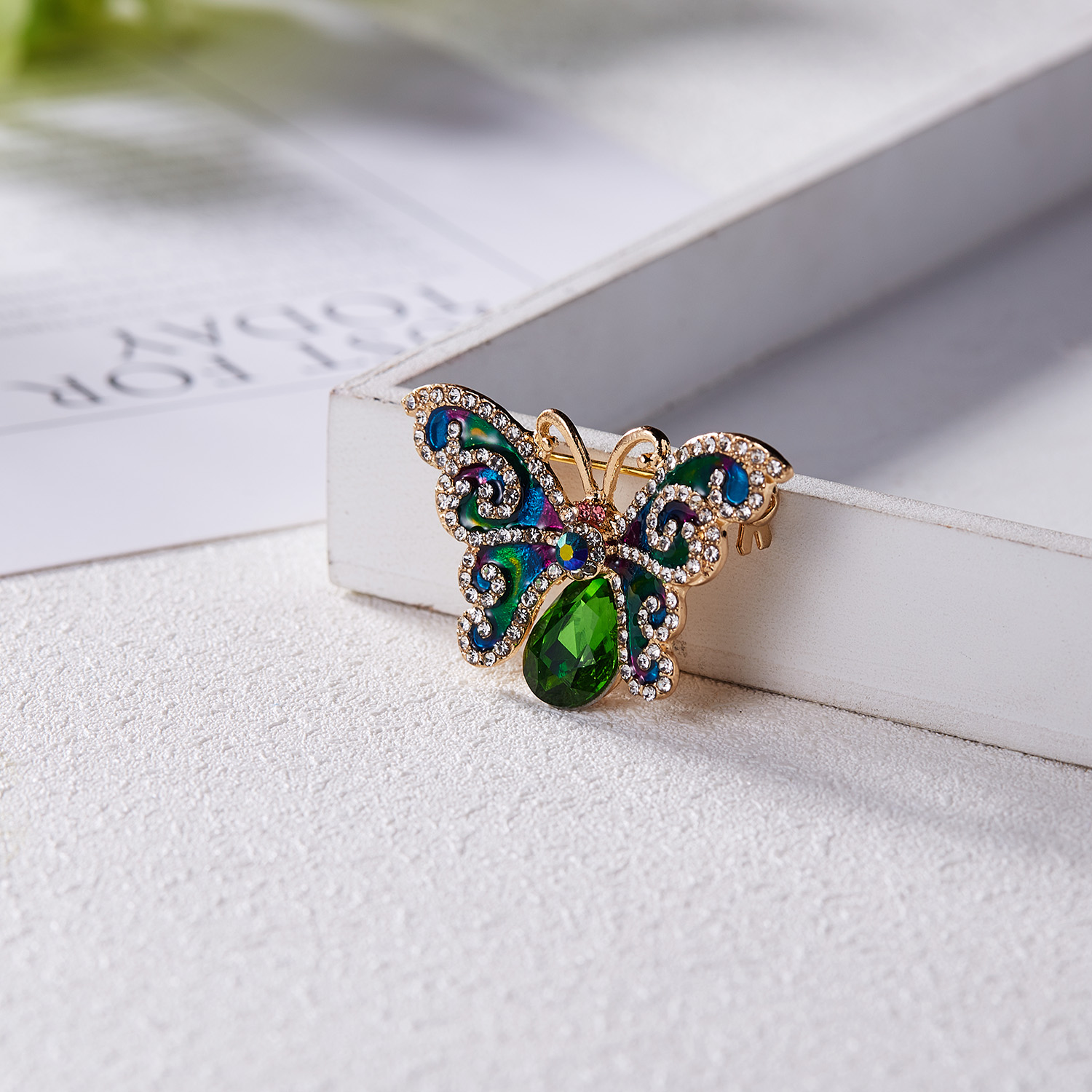 Vallen Kleurrijke Parel Enamel Broches Voor Vrouwen Grote Vlinder Broche Pin Banket Strass Accessoires Insect Broche: BC17Y046M2