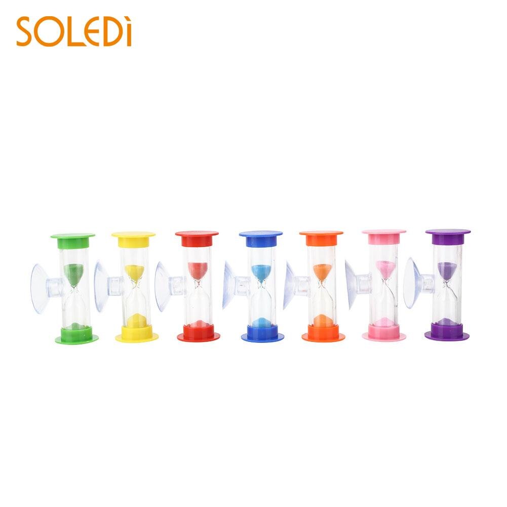SOLEDI ABS le plus Mini 3 Minutes sablier douche minuterie coloré jouet sablier horloge de sable pratique avec succion Dorpshipping