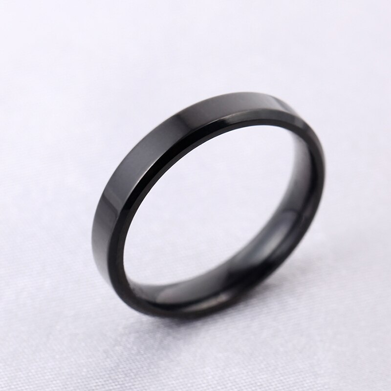 4 Mm Heldere Polish Zwarte Kleur Titanium Ring Voor Mannen Amd Vrouwen