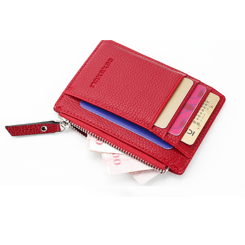 ! Hommes/femmes Mini porte-carte d'identité affaires crédit porte-carte en cuir PU mince porte-cartes de banque organisateur portefeuille: Red