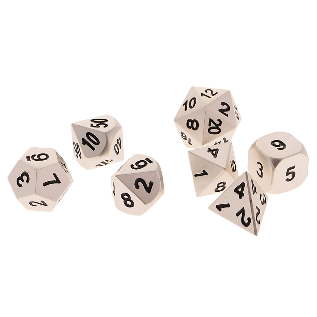 7 dados poliédricos de metal multi-face morrem para masmorras de rpg \ u0026