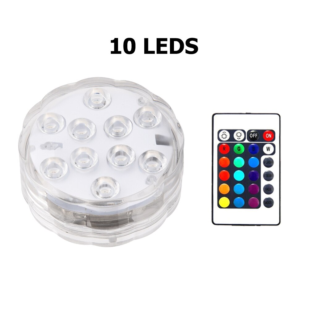 10/ 13 Led Remote Controlled Submersible RGB Light Outdoor Night Lamp Garden Party Decoration Battery Operated Underwater Vase: 10 LEDS / 1 Lamp 1 Controller
