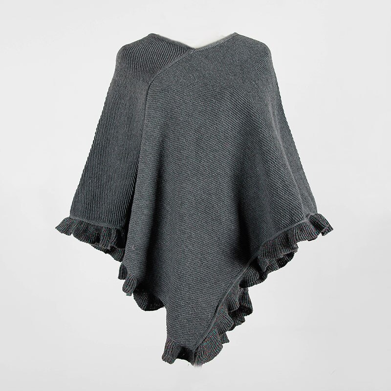 Mantel sjaal trui gebreide truien dames casual streetwear mantel sjaal opgerolde kraag gerimpelde zoom dames trui dames: Grijs