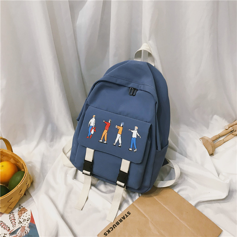 Femmes mignon sac à dos Preppy Style été nouvelle femme décontracté étudiants école sacs à bandoulière filles dessin animé doux sacs à dos: Bleu