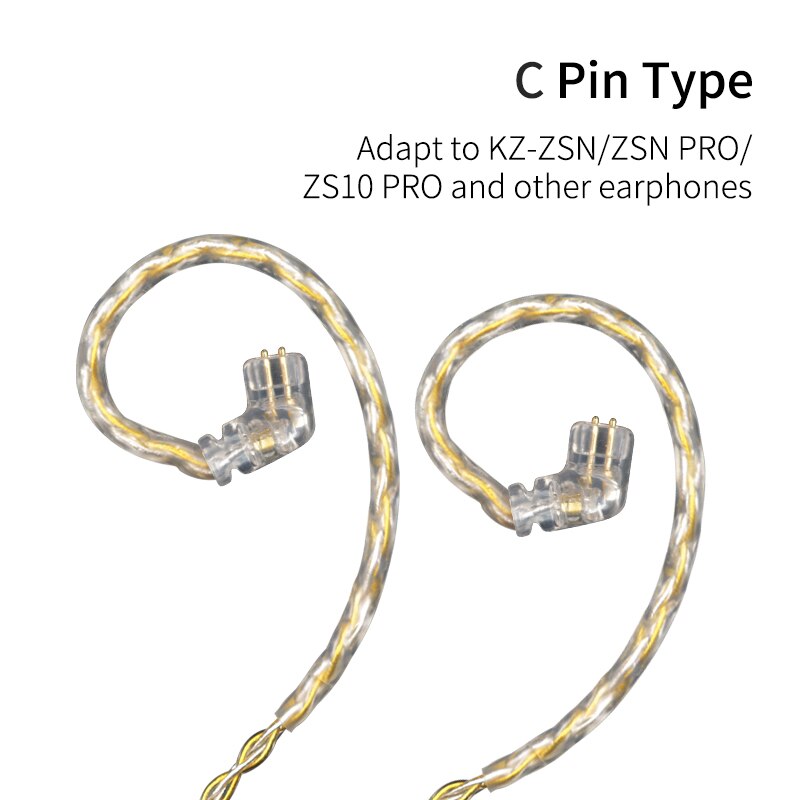 Kz ouro prata misturada chapeado atualização cabo fone de ouvido fio para shure kz cca zs10 pro zsn as10 as06 zst x ba10 es4 zsx c12: C PIN
