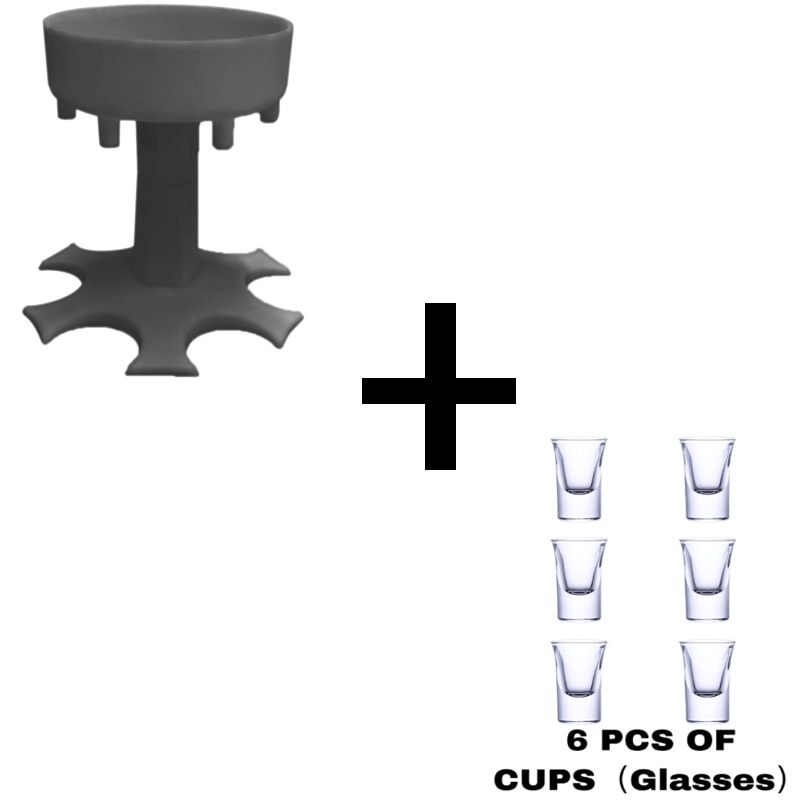 6 shotglas dispenser houder wijnkistje likeurdispenser wijn whisky bier dispenser rek party games drinkgerei bar accessoires: Grijs met glazen beker