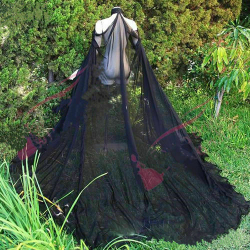 Cape en mousseline de soie noire élégante veste de mariage mariée Warps Long Train robe de soirée manteau femmes boléro pour accessoires de mariage Cape