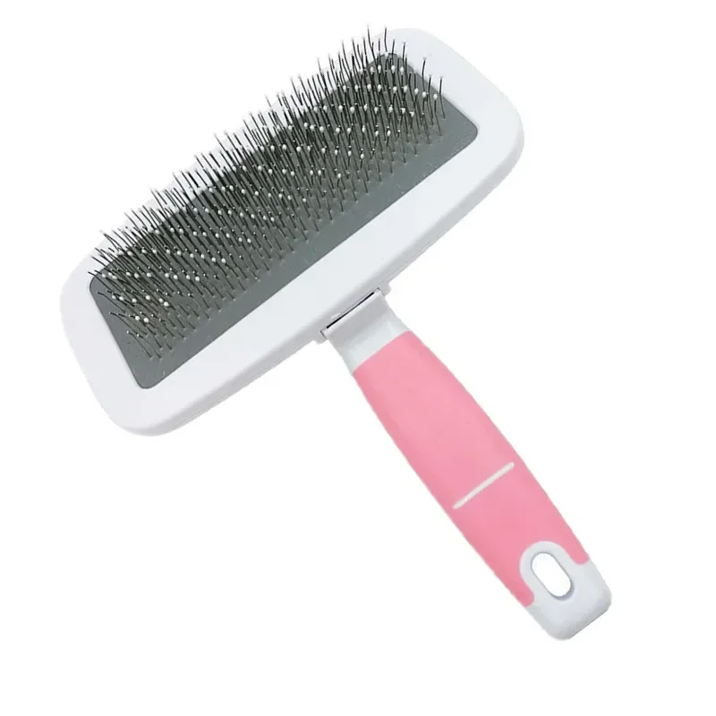 Peine de aguja para Gato, pelo largo, cepillo de aseo para cachorros, peine de limpieza de baño, suministros de herramientas de belleza para perros y gatitos, Golden Retriever: Rosa