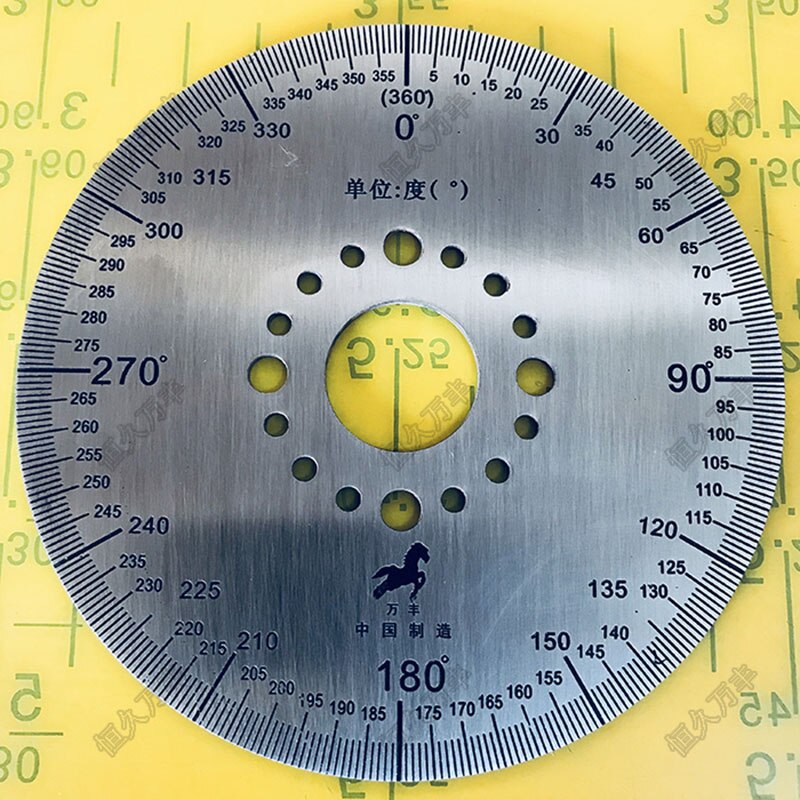 Dekorativ plade i rustfrit stål diameter :100mm indvendigt hul :20mm tykkelse :2mm 360 graders urskive i rustfri stålplade
