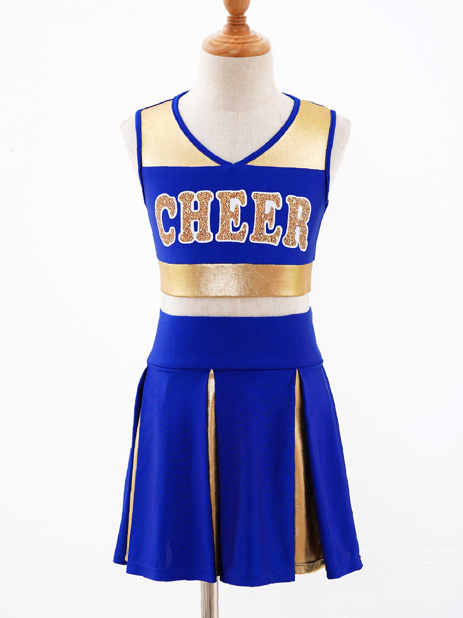 Kids Meisjes Cheerleading Suits Meisjes Dans Kleding Patchwork Stijl Brief Afdrukken Crop Top Met Elastische Tailleband Rok Meisjes