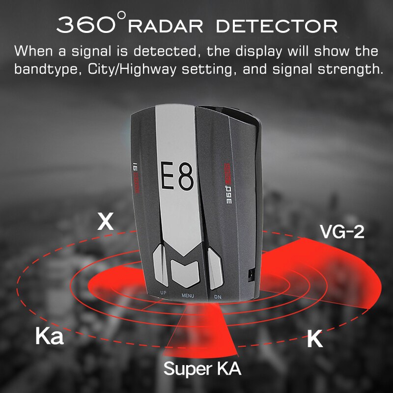 Detector de radar de velocidade do carro com display led voz alerta e sistema de alarme detector de radar kit com detecção de 360 graus