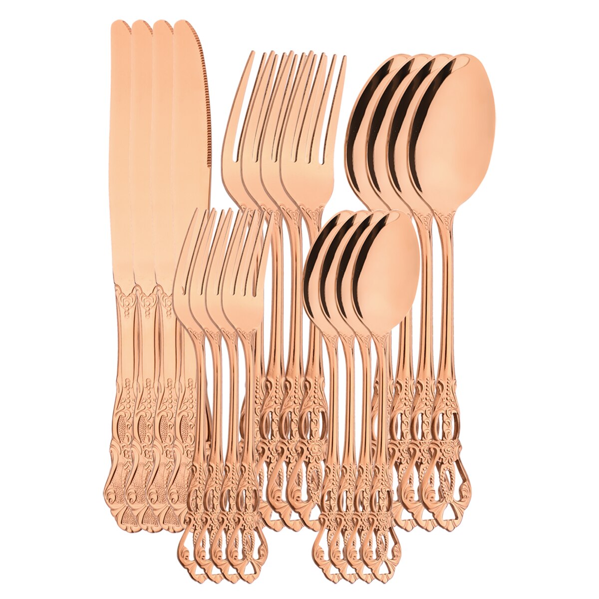 Bestek Set Mes Vork Dessert Lepel Servies Kleurrijke Bestek Set Rvs Zilverwerk Keuken Servies: 20Pcs Rose