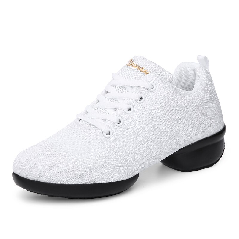 Dans Schoenen Voor Meisjes Sport Zachte Zool Adem Vrouwen Praktijk Schoenen Moderne Jazz Dansschoenen Sneakers Gratis: WHITE / 6.5