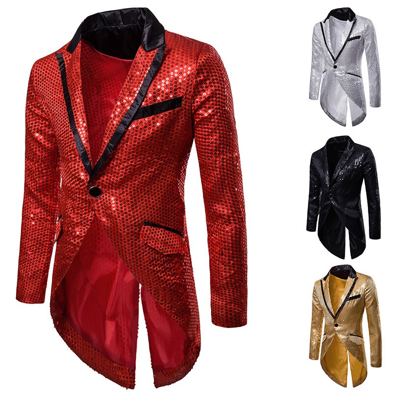 Mannen glanzende gouden pailletten glitter verbeterd blazer jas mannen nachtclub blazer wieden party jasje stadion zangers kleding
