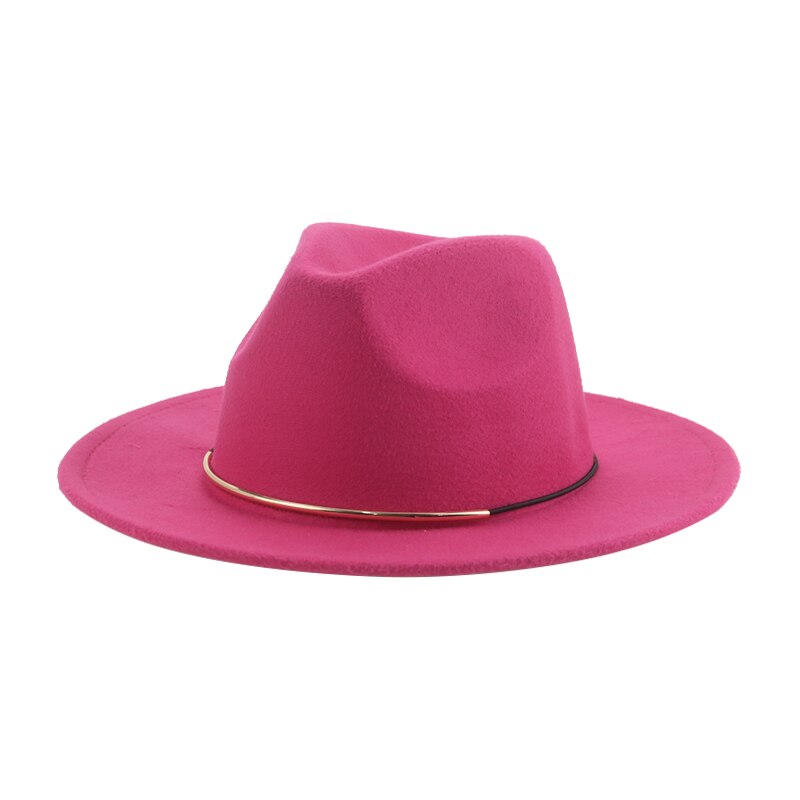 Sombreros de ala ancha Para hombre Y mujer, sombrero de Panamá, banda sólida, Formal, iglesia, boda, invierno,: rose red
