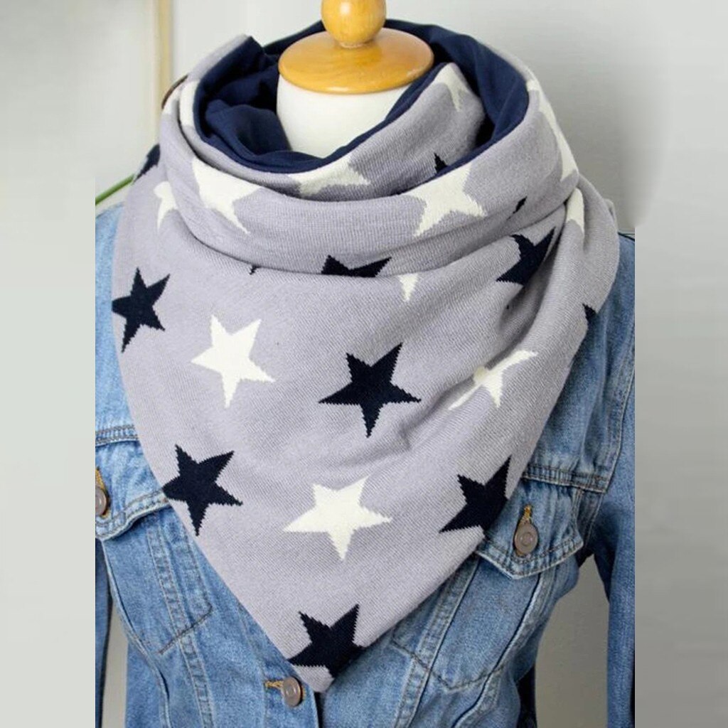 Warm Bandana Foulard Brand Scarf Women Star Plaid Winter Scarf Cashmere Scarves Lady Pashmina Shawl Wrap Neck: H