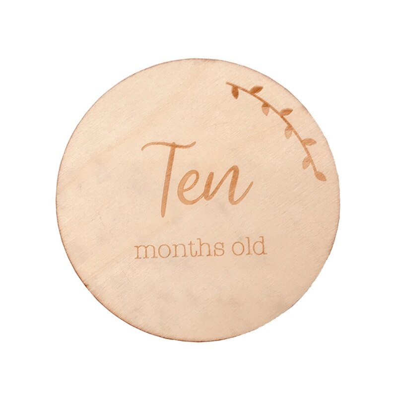 40JC-Tarjetas de madera para bebés recién nacidos, tarjetas de grabación de crecimiento mensual: 10