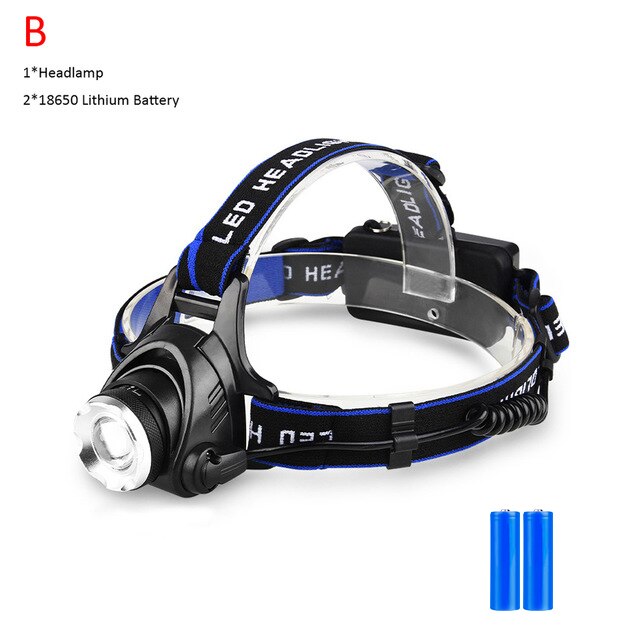 Led otsalamppu erittäin kirkas ajovalo  t6/l2 ulkona vedenpitävä zoomattava usb ladattava 18650 akku taskulamput retkeilyvalo: Paketti b / L2